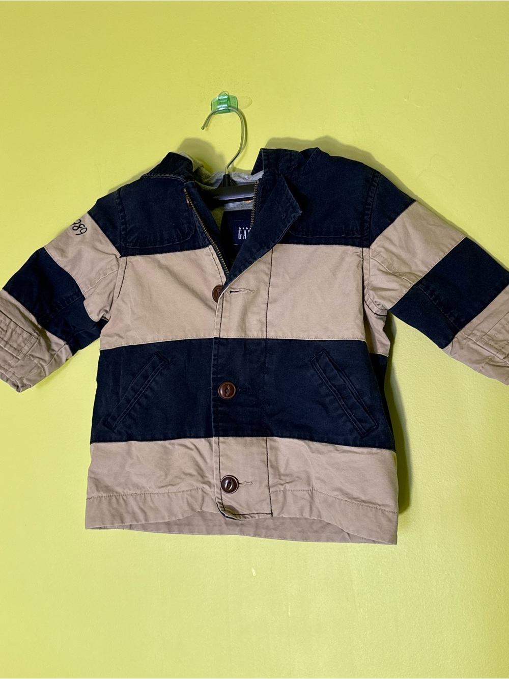Navy and cream striped Gap workwear coastal jacket Fall